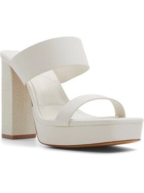 Aldo Ivory Double-Strap Platform Block Heel Sandals